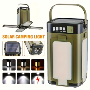 Lampe de camping solaire en ABS avec LED pour la randonnée en extérieur, fonction d'urgence, crochet et batterie externe - Product Image 1