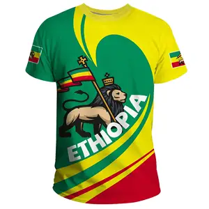 수요에 인쇄 에티오피아 에티피아 디자인 반팔 패션 성인 캐주얼 티셔츠 남성 의류 도매 스포츠웨어 탑 티셔츠