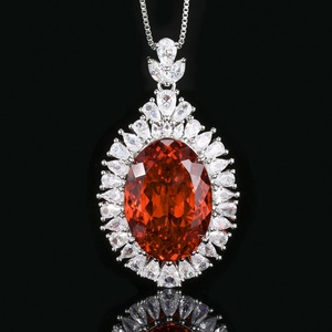 Elegant Smooth Eco-friendly <b>Copper</b> Jewelry 18*25mm Bezel Setting Oval Cut Colorful Zircon Pendant Necklace for Women Casual Wear - Product Image 3