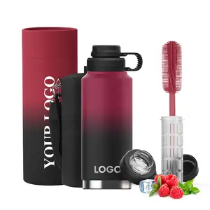 Multi Sizes Water Bottle Stainless Steel Double Wall Sports Bottle Vacuum Flask With Fruit Infuser Lid With Cleaner