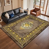 Tapis de luxe modernes à motifs floraux en polyester et tapis de salon – Écologiques, lavables, adaptés aux animaux de compagnie
