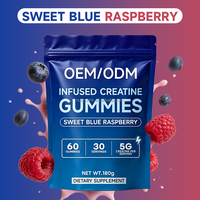Gomitas de Creatina con Sabor a Frambuesa Azul, 60 Unidades, 5G por Porción, Suplemento Dietético, OEM/ODM