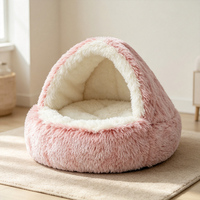 Lit rond pour chien en peluche moderne et coussin amovible et lavable en tissu pelucheux confortable pour chiens et chats toutes saisons