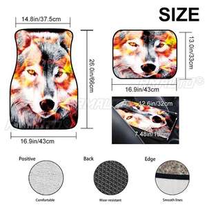 Juego Completo de Fundas para Asientos de Coche con Estampado de Lobo Flameado, Alfombrillas, Reposabrazos, Almohadillas para Asientos Delanteros/Traseros, 7 Opciones - Product Image 5