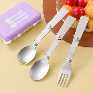 Xách tay 304 thép không gỉ ngã ba và <span class=keywords><strong>Spoon</strong></span> Set với một tổ chức trường hợp cắm trại ngoài trời du lịch có thể gập lại thiết lập dao kéo - Product Image 1