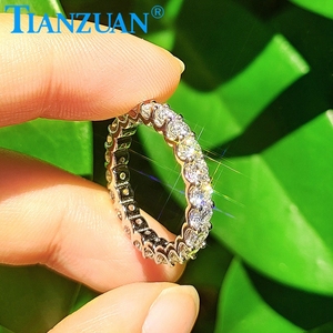 0.1ct 3mm redondo blanco moissanite anillo Eternity Band anillo 925 joyería de plata esterlina anillos compromiso boda citas regalo mujeres - Product Image 3