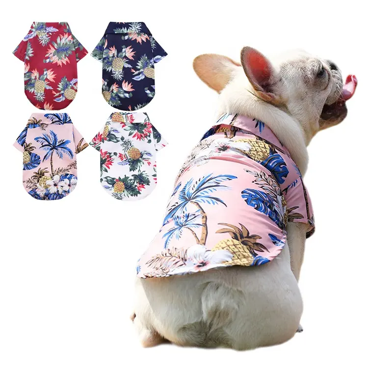 Summer Hawaiian Style Polyester Cotton Big Pet Cat Clothes Shirt Dog T Shirt Ropa Para Perros