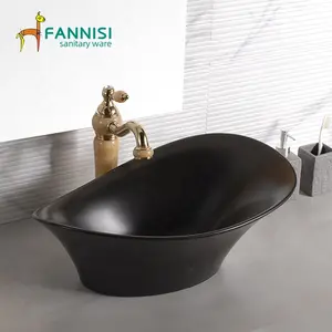 Factory Black Irregular Shape Ceramic Sink Counter Bathroom Counter Top Porcelain Art Wash Basin