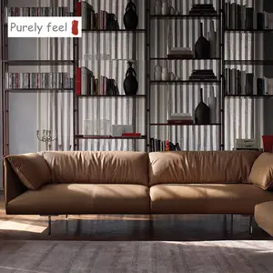 Purely Feel Light Luxus minimalist isches Echt leders ofa Wohnzimmer möbel Kombination italienischen Stil Napa Leders ofa