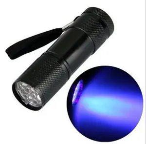 促销礼品迷你9 LED紫外线395-400纳米UV手电筒黑灯