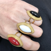 Bague en pierre naturelle pour femme, en acier inoxydable, plaqué or, étanche, avec zircon coloré et cristal, vente en gros
