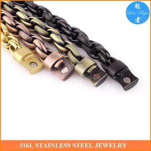 Bracelet chaîne <span class=keywords><strong>gourmette</strong></span> en acier inoxydable massif de haute qualité pour <span class=keywords><strong>homme</strong></span>, largeur 13 mm, couleur or rose - Product Image 6