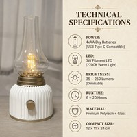 Lampe de table vintage Hurricane à filament LED dimmable, en verre rétro, personnalisable, pour la décoration intérieure et les hôtels