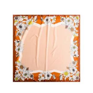 Silk Scarf Flower Wrap Solid Color Silk Scarf Simple Elegant Casual Style Scarf Shawl