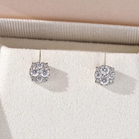 Boucles d'oreilles en argent sterling 925 plaqué or en forme de fleur, serties de moissanite, style hip-hop, vente en gros RTS