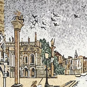 Paisaje acuático de Venecia cortado a mano estilo europeo costumbres culturales mosaico Mural vidrio Oficina pared decoración barquero arte mosaico rompecabezas azulejos - Product Image 3