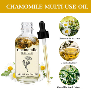 Caja de etiquetas personalizadas Aceite esencial de flor de manzanilla orgánico y natural Aceite corporal puro de manzanilla para masaje facial, corporal y capilar - Product Image 5