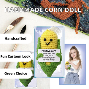 Bambola <span class=keywords><strong>di</strong></span> Mais all'Uncinetto Fatta a Mano in Stile Cartone Animato, Decorazione Natalizia per la Casa, Design in Rilievo, Ecologica, Regalo Animato per Cameretta dei Bambini - Product Image 2