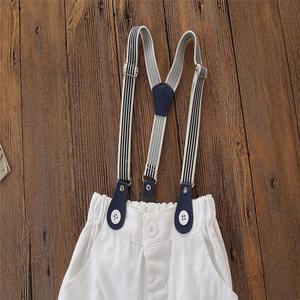 Completo Estivo per Neonati e Bambini: Pagliaccetto a Maniche Corte con Papillon a Quadri + Pantaloncini con Bretelle - Abito Formale da Gentiluomo - Product Image 6