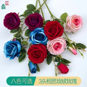 जियांग्सी गुलाब मखमली गुलाब विवाह हॉल लैंडस्केप सजावट के 3 प्रमुख कृत्रिम फूल फैक्टरी थोक रेशम फूल