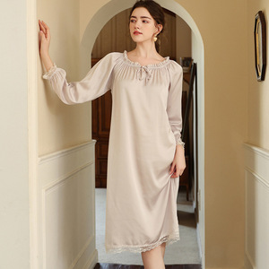 Nuovo stile da donna <span class=keywords><strong>camicia</strong></span> da <span class=keywords><strong>notte</strong></span> a <span class=keywords><strong>maniche</strong></span> <span class=keywords><strong>lunghe</strong></span> in seta di ghiaccio per la primavera e l'estate pigiama Sexy e dolce stile per la casa - Product Image 3