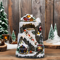 Maisons de village de Noël avec musique et LED et figurine de ski en mouvement Style artificiel en résine pour la décoration intérieure et l'utilisation de souvenirs