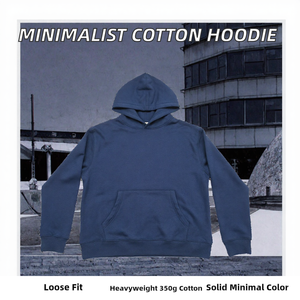 Sweat-shirt à capuche bleu surdimensionné pour homme, en coton, pour l'hiver, style streetwear - Product Image 2