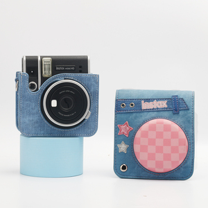 Étui pour appareil photo Fuji <span class=keywords><strong>Instax</strong></span> <span class=keywords><strong>Mini</strong></span> 12/<span class=keywords><strong>40</strong></span> Sweetheart Denim, sac en cuir PU avec bandoulière réglable, rangement élégant - Product Image 4