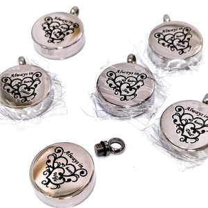 Urna de cámara de cenizas más grande, colgante de cremación redondo de acero inoxidable, collar de memoria siempre en mi corazón, soporte para mamá, papá, abuela, abuelo - Product Image 3