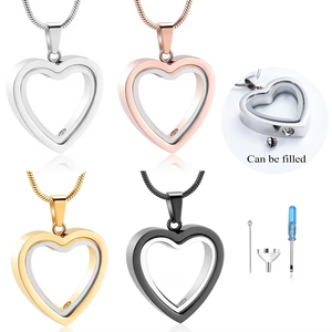 Collar de Cremación de Acero Inoxidable con Corazón de Cristal para Cenizas, Medallones Conmemorativos de Amor, Joyería Colgante de Urna para Mujeres y Hombres - Product Image 1