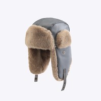 Chapeau d'hiver en cuir pour homme et femme, épaissi et chaud, avec cache-oreilles, style russe, pour le ski, le cyclisme, en velours, résistant à l'hiver, style aviateur