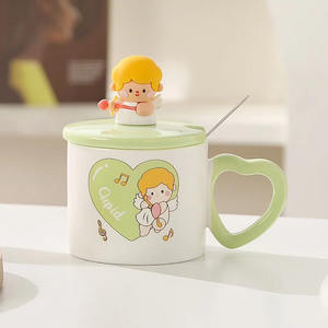 Tasse créative à poignée en forme de cœur creux Tasse <span class=keywords><strong>Cupidon</strong></span> mignon avec couvercle cuillère - Product Image 6
