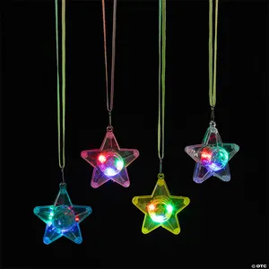 LED Flashing Plastic Necklace Light Star Love Pendant Luminous Jewelry Child Birthday Party Gifts Halloween Christmas