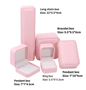 Factory Handmade Cajas Regalo Joyera Custom logo Screen Printing Necklace Bracelet Ring <strong>Pink</strong> PU Leather <strong>Jewelry</strong> <strong>Box</strong> Packaging - Product Image 3