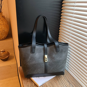 Sac fourre-tout de luxe rétro pour femme, grande capacité, en cuir PU avec fermeture éclair, polyester, style décontracté d'été, vente chaude - Product Image 2