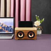 Multifunktionaler Holz-Lautsprecher Schreibtisch-Telefonständer 15W Kabelloses Ladegerät Desktop HIFI Kabelloser Lautsprecher