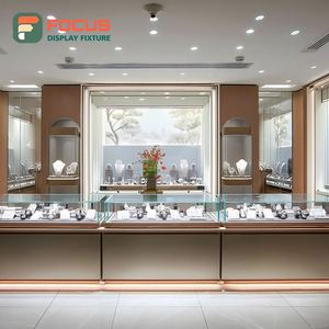 Kiosco de Joyería de Lujo, Muebles para Exhibición de Joyería, Vitrina de Vidrio con Marco de Madera para Tienda de Joyería - Product Image 1
