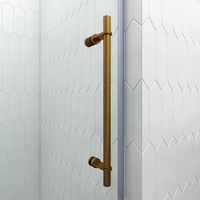 Porte de douche coulissante à 1 panneau en verre transparent avec quincaillerie dorée pour salle de bain