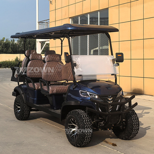 Carrito de Golf de Lujo Azul Oscuro para 6 Personas con Estante de Almacenamiento y Asientos de Cuero Confortables para Villa, Parque, Transporte de Invitados y Patrulla - Product Image 1