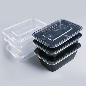 Disposable clear Black square Plastic Food Container Take Away Plastic Rectangle Food <b>Box</b> Lunch Boxes - Product Image 2