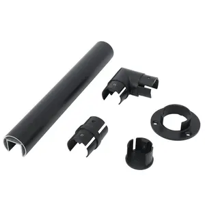 Y424 Matt Black Stainless Steel Glass Balustrade Round Handrail Tube And Accessories