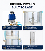 Mélangeur de poudre sous vide de bureau en acier inoxydable avec moteur servo, 1 flacon, chambre transparente, contrôle numérique de la vitesse, minuterie, capacité 3L
