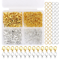 Kit de Fabrication de Bijoux 300 Pièces, Fermoirs Mousquetons & Anneaux Ouverts Durables avec Boîte de Rangement pour Collier, Bracelet, Chaîne DIY, Fournitures de Connexion