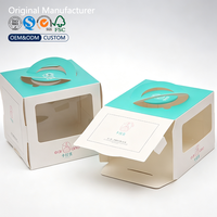 Boîte à gâteau personnalisée imprimée UV avec poignée, en papier alimentaire, emballage de boulangerie avec fenêtre transparente, portable, pour mousse d'anniversaire, pâtisserie, cadeau, OEM