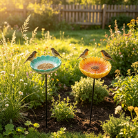 Mangeoire à oiseaux stable en grès, type piquet, sans perçage, installation facile, ornement d'alimentation pour oiseaux de jardin extérieur et pelouse
