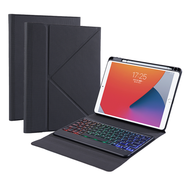 Tablet Wireless Bluetooth Backlit Keyboard Leather Case with Upper Pencil Holder for IPad Pro Air3 10.2/10.5 Inch 2019/2020