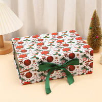 Boîte en papier magnétique pliable réutilisable rouge avec poignée en ruban doré, logo personnalisé pour Noël, parfum, cosmétique, bougie, cadeau de fête