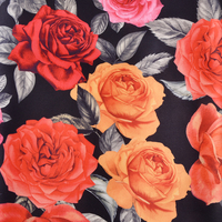 Tissu imprimé numérique 100 % polyester floral, léger, respirant, anti-boulochage, 208 g/m², bien conçu, pour robes de filles et de garçons