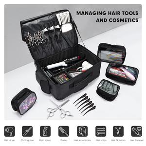 Extra Large Cosmetic Artist Bag Portable Cosmetology <b>Case</b> on Wheels Rolling <b>Makeup</b> Train <b>Case</b> for Hairstylists Nail Tech - Product Image 3