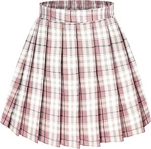 Mädchen Falten rock Hoch taillierte karierte A-Linie Röcke mit Futter Shorts Schuluniform